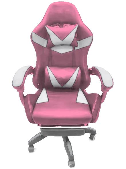 Silla gamer rosada y blanca